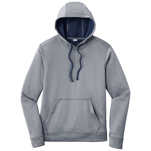 Sport-Tek Men’s True Navy Heather PosiCharge Sport-Wick Heather Fleece Hooded Pullover