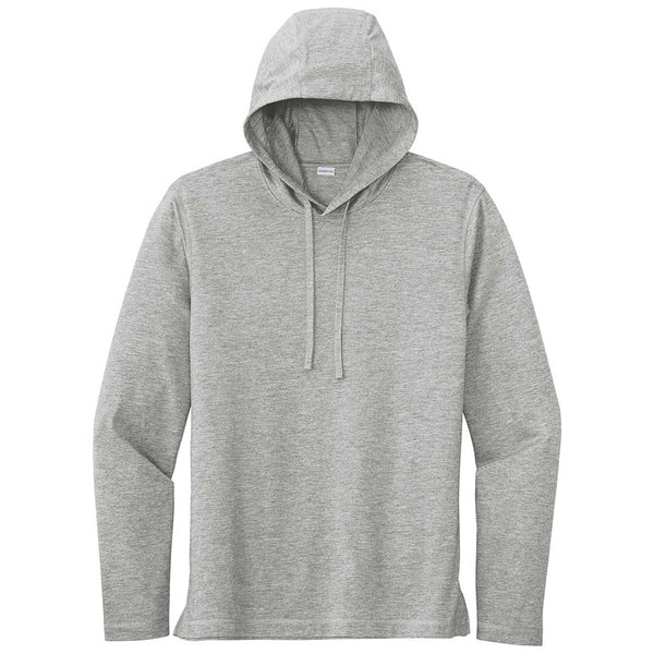 Sport-Tek Men’s Light Grey Heather Posicharge Tri-Blend Wicking Long Sleeve Hoodie