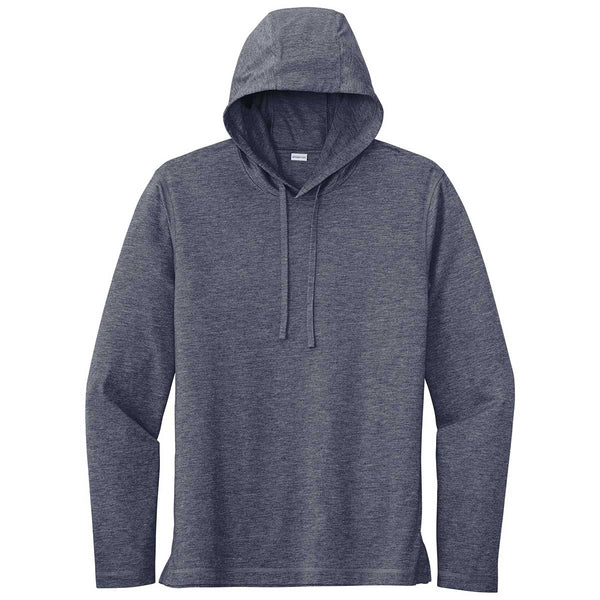 Sport-Tek Men’s True Navy Heather Posicharge Tri-Blend Wicking Long Sleeve Hoodie