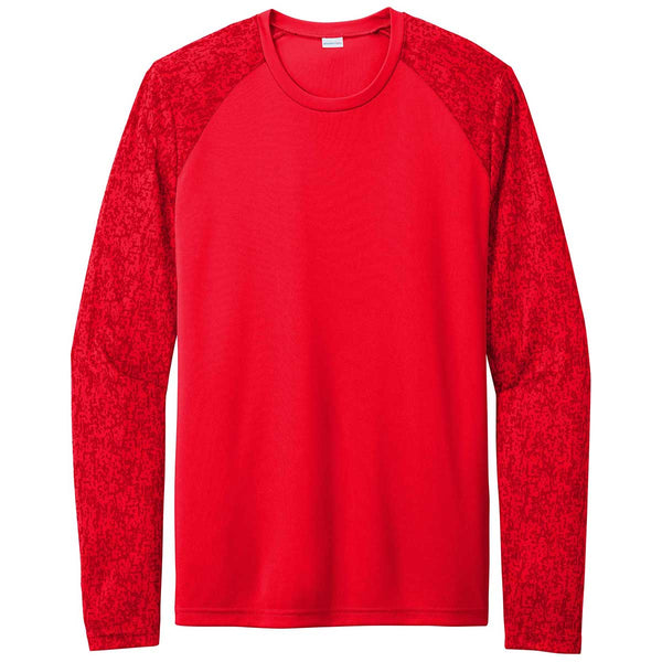 Sport-Tek Men’s True Red PosiCharge Digi Camo Long Sleeve Tee