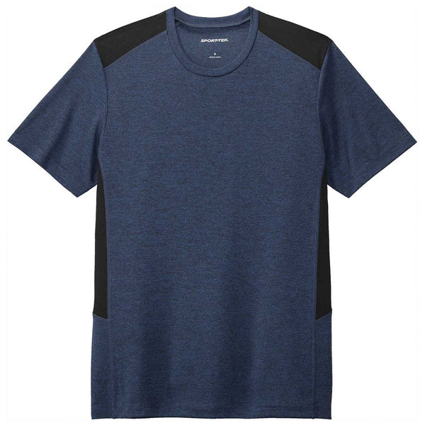 Sport-Tek Men’s Dark Royal Heather/Black Endeavor Short Sleeve Tee