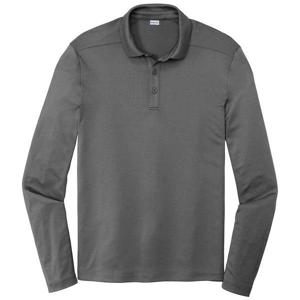 Sport-Tek Men’s Dark Smoke Grey Posi-UV Pro Long Sleeve Polo