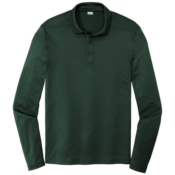 Sport-Tek Men’s Forest Green Posi-UV Pro Long Sleeve Polo