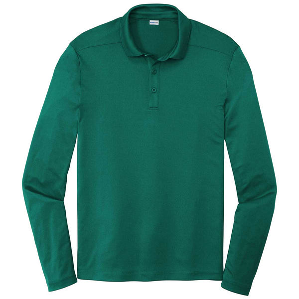 Sport-Tek Men’s Marine Green Posi-UV Pro Long Sleeve Polo