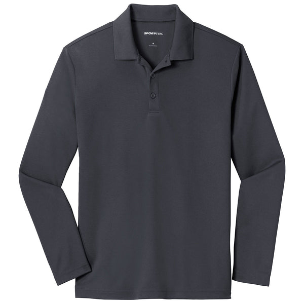 Sport-Tek Men’s Graphite Grey PosiCharge RacerMesh Long Sleeve Polo