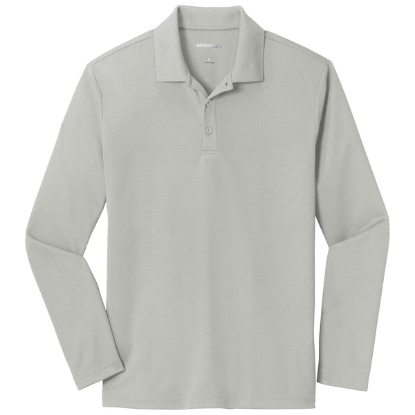 Sport-Tek Men’s Silver PosiCharge RacerMesh Long Sleeve Polo