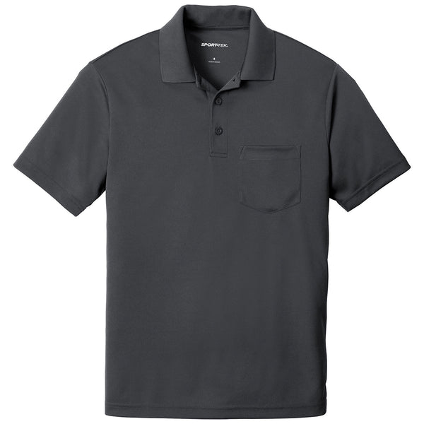 Sport-Tek Men’s Graphite Grey PosiCharge RacerMesh Pocket Polo