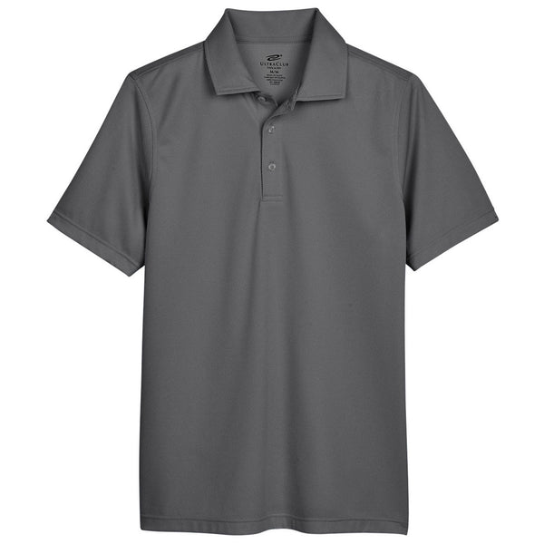 UltraClub Men’s Charcoal/Black Cavalry Twill Performance Polo