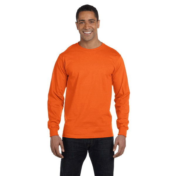 Gildan Men’s Safety Orange 5.5oz 50/50 Long-Sleeve T-Shirt