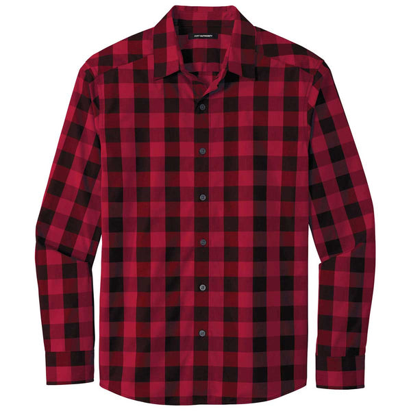 Port Authority Men’s Rich Red Everyday Plaid Shirt