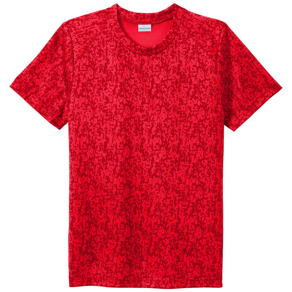 Sport-Tek Youth True Red PosiCharge Digi Camo Short Sleeve Tee