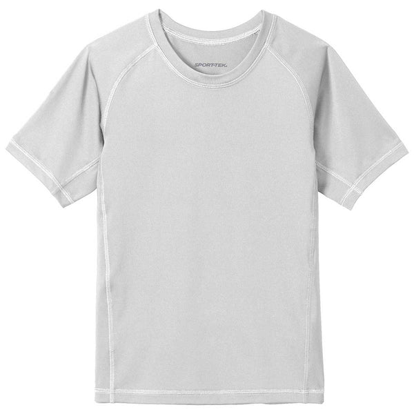 Sport-Tek Youth White Short Sleeve Rashguard Tee